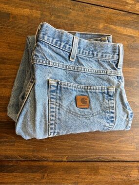 Carhartt B17 DST Relaxed Fit Tapered Leg Jeans 38x30 Light Wash Blue Denim READ*